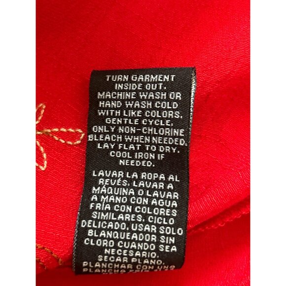 Zac & Rachel Petite Women's Embroidered Flowers Red Button-Down Blouse PS - Picture 6 of 8